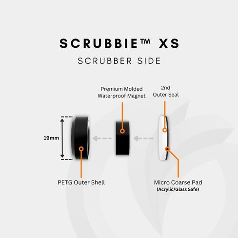 Oceanbox Designs Scrubbie XS Pico Glass/Acrylic Aquarium Magnetic Algae Scrubber for Micro Pico Bowl Small Tanks (Piano White) in Saudi Arabia