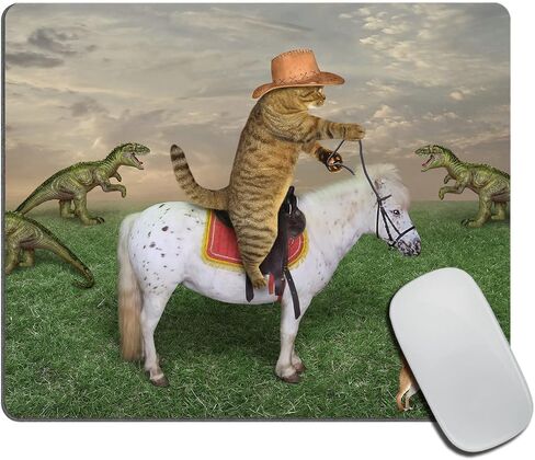 The cat Cowboy on a Horse grazes a Herd of Dragons on The Farm Rectangular Mouse Pad, Non-Slip Rubber MousePads for Office Home Laptop,9.5"x7.9"x0.12" Inch in Saudi Arabia