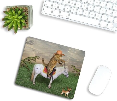 The cat Cowboy on a Horse grazes a Herd of Dragons on The Farm Rectangular Mouse Pad, Non-Slip Rubber MousePads for Office Home Laptop,9.5"x7.9"x0.12" Inch in Saudi Arabia
