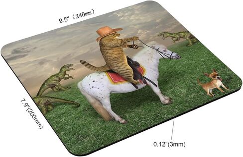 The cat Cowboy on a Horse grazes a Herd of Dragons on The Farm Rectangular Mouse Pad, Non-Slip Rubber MousePads for Office Home Laptop,9.5"x7.9"x0.12" Inch in Saudi Arabia