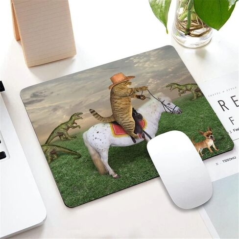 The cat Cowboy on a Horse grazes a Herd of Dragons on The Farm Rectangular Mouse Pad, Non-Slip Rubber MousePads for Office Home Laptop,9.5"x7.9"x0.12" Inch in Saudi Arabia