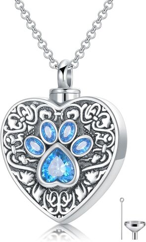 Sterling Silver Urn Necklace for Pets - Keep Your Beloved Dog or Cat Close with Memorial Cremation Jewelry Ashes Pendant Necklace Custom Available in Saudi Arabia