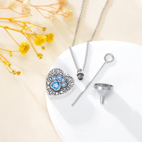 Sterling Silver Urn Necklace for Pets - Keep Your Beloved Dog or Cat Close with Memorial Cremation Jewelry Ashes Pendant Necklace Custom Available in Saudi Arabia