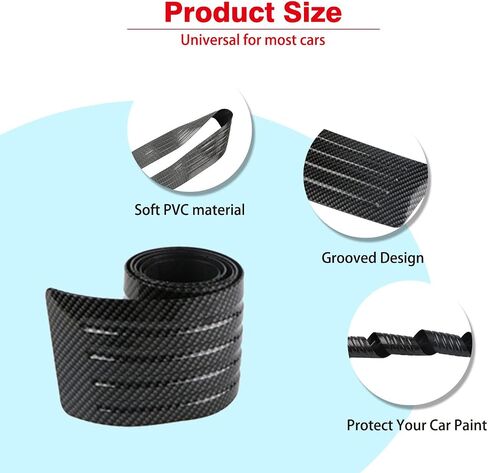 Ajxn Pack-1 Car Trunk Rubber Protection Strip, 3.1In x 35.4In Universal Bumper Anti-Scratch Anti-Bump Anti-rubbing Strip, Car Rear Bumper Protector Cover, Suitable for Car (Carbon Fiber Black) in Saudi Arabia