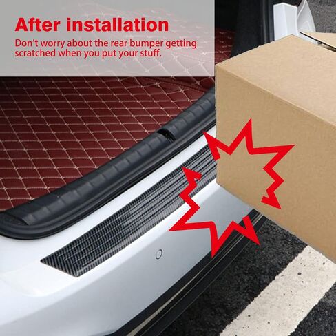 Ajxn Pack-1 Car Trunk Rubber Protection Strip, 3.1In x 35.4In Universal Bumper Anti-Scratch Anti-Bump Anti-rubbing Strip, Car Rear Bumper Protector Cover, Suitable for Car (Carbon Fiber Black) in Saudi Arabia