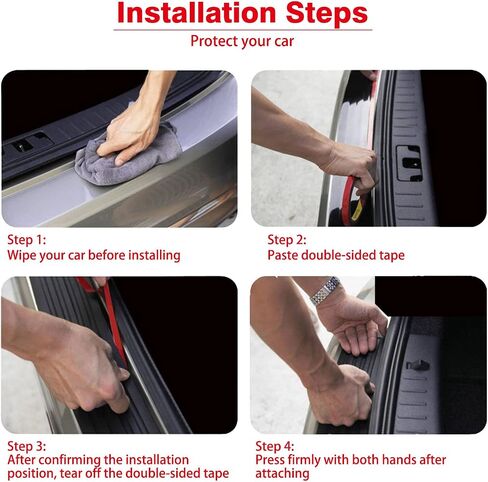 Ajxn Pack-1 Car Trunk Rubber Protection Strip, 3.1In x 35.4In Universal Bumper Anti-Scratch Anti-Bump Anti-rubbing Strip, Car Rear Bumper Protector Cover, Suitable for Car (Carbon Fiber Black) in Saudi Arabia