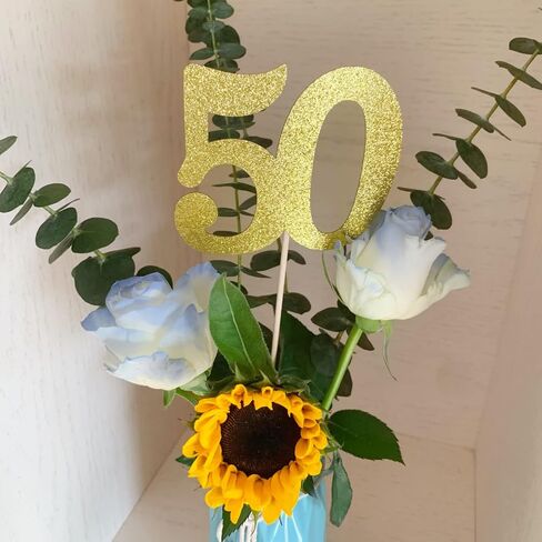 10-Pack Double Sided Glitter 50th Birthday Centerpiece Anniversary Centerpiece Sticks, Number 50 Table Topper Cake Topper for 50th Birthday Anniversary Table Party Decorations (Double Dided black) in Saudi Arabia