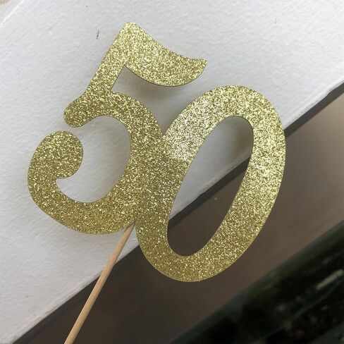 10-Pack Double Sided Glitter 50th Birthday Centerpiece Anniversary Centerpiece Sticks, Number 50 Table Topper Cake Topper for 50th Birthday Anniversary Table Party Decorations (Double Dided black) in Saudi Arabia