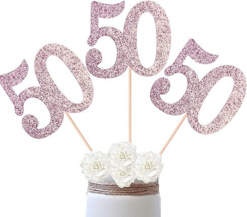 10-Pack Double Sided Glitter 50th Birthday Centerpiece Anniversary Centerpiece Sticks, Number 50 Table Topper Cake Topper for 50th Birthday Anniversary Table Party Decorations (Double Dided black) in Saudi Arabia