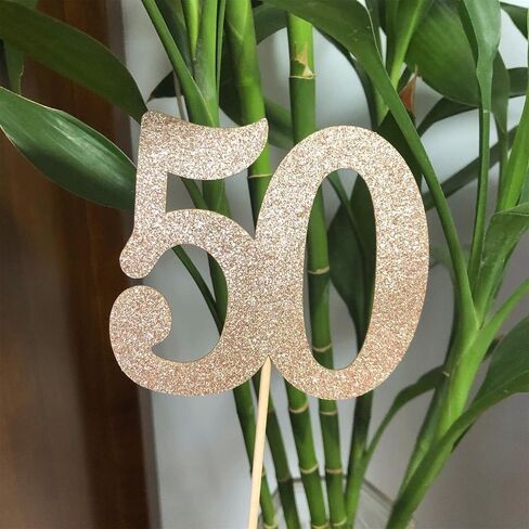 10-Pack Double Sided Glitter 50th Birthday Centerpiece Anniversary Centerpiece Sticks, Number 50 Table Topper Cake Topper for 50th Birthday Anniversary Table Party Decorations (Double Dided black) in Saudi Arabia