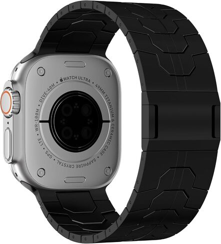 سوار ACESTAR 100% من التيتانيوم النقي بالكامل متوافق مع Apple Watch Ultra / Ultra2 Band 49 مم، وصلات تيتانيوم بعرض 26 مم قابلة للتعديل مع مشبك مغناطيسي من التيتانيوم وموصلات تيتانيوم وطلاء DLC in Saudi Arabia