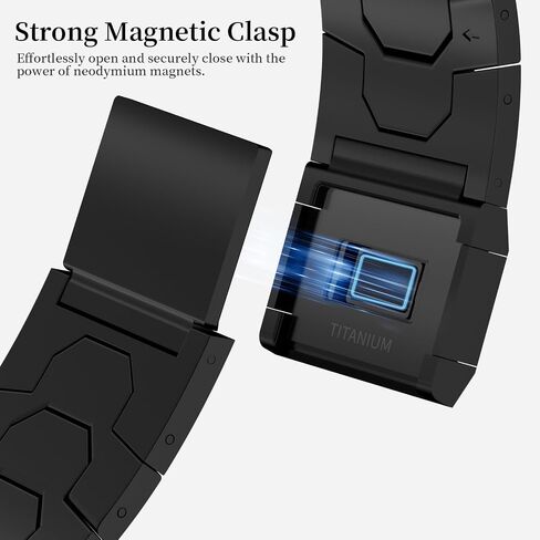 سوار ACESTAR 100% من التيتانيوم النقي بالكامل متوافق مع Apple Watch Ultra / Ultra2 Band 49 مم، وصلات تيتانيوم بعرض 26 مم قابلة للتعديل مع مشبك مغناطيسي من التيتانيوم وموصلات تيتانيوم وطلاء DLC in Saudi Arabia