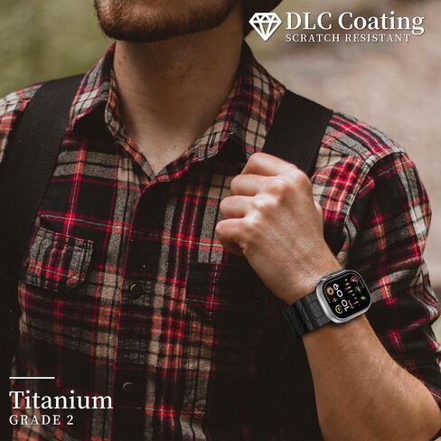 سوار ACESTAR 100% من التيتانيوم النقي بالكامل متوافق مع Apple Watch Ultra / Ultra2 Band 49 مم، وصلات تيتانيوم بعرض 26 مم قابلة للتعديل مع مشبك مغناطيسي من التيتانيوم وموصلات تيتانيوم وطلاء DLC in Saudi Arabia
