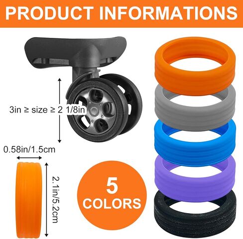 20 Pieces Luggage Wheel Covers, 5 Color Portable Suitcase Wheel Protector Covers Wheel Covers Luggage Spinner Wheel Covers for Most 8 Spinner Wheels Luggage Accessories in Saudi Arabia