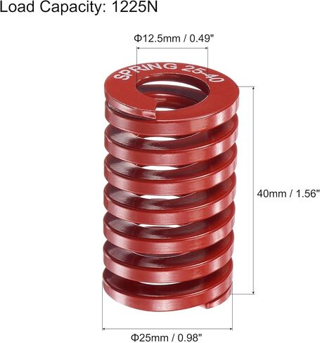 uxcell 3D Printer Die Spring, 25mm OD 40mm Free Length 65Mn 1225N Load Capacity Compression Mould Die Springs Red 2pcs in Saudi Arabia