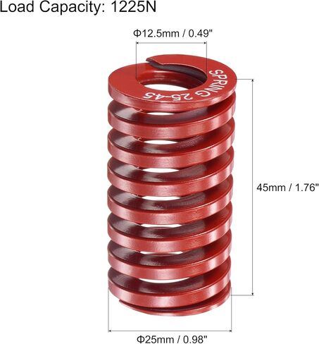 uxcell 3D Printer Die Spring, 25mm OD 40mm Free Length 65Mn 1225N Load Capacity Compression Mould Die Springs Red 2pcs in Saudi Arabia