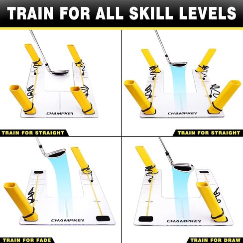 مدرب طائرة متأرجحة للجولف عالي الأداء من CHAMPKEY - يأتي مع 20 شريط فيلكرو بديل - مساعد تدريب مثالي على أرجوحة الجولف لتحسين دقة طائرة التأرجح (كلاسيكي، أصفر) in Kuwait