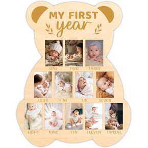 Bear My First Year Photo Board, Bear-Y Baby Milestone Signs for Boys Girls Nursery Decor, 12 Month Pictures for Baby First Year, Picture Board for 2x3 Photos, Best Babies Keepsake Gifts-A27 in Saudi Arabia