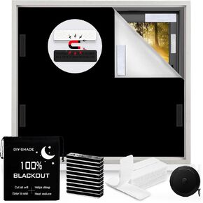 100% Blackout Window Cover Magnetic Blackout Curtains,Portable Black Out Shades No Drill Cuttable Blackout Blinds for Bedroom, RV, Nursery, Media Room,Dorm,Grey (118"x57") in Kuwait