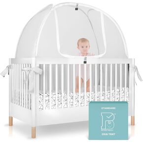 Crib Tent to Keep Baby from Climbing Out – Breathable Pop-Up Crib Net to Keep Baby in, Anti-Climb Safety Cover with Auto-Lock Zipper, Easy Install Fits Standard Cribs in Kuwait