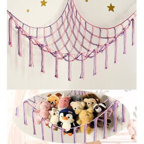 Stuffed Animal Storage Hammock Corner Net - Pink Room Christmas Decor for Teen Girls - Toys Storage Hanging Stuff Animal Organizer Holder Cute Stuff - Boho Nursery Dorm Bedoom Decor Aesthetic in Kuwait