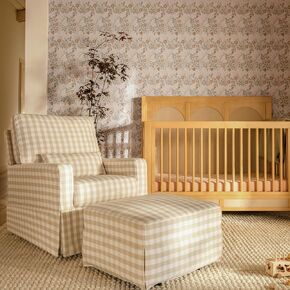 Namesake Crawford Gliding Ottoman in Fog Chatham Stripe Performance Eco-Weave, Water Repellent, Greenguard Gold & CertiPUR-US Certified in Saudi Arabia