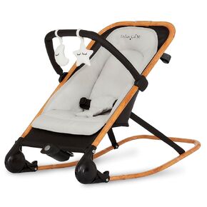 Dream On Me Rock On Me 2-in-1 Baby Rocker and Stationary Seat, Adjustable Recline, Gentle Music & Vibration, 3-Point Safety Harness, Detachable Toy Bar, Folds Compact for Travel – Grey in Kuwait