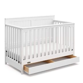 Graco Hadley 5-in-1 Convertible Crib with Drawer – GREENGUARD Gold Certified, Fits Standard Crib Mattress, Converts to Toddler Bed, Daybed and Full Bed, 4 Adjustable Mattress Heights (White) | GREENGUARD Gold Certified, Fits Standard Crib Mattress, Conver in Kuwait