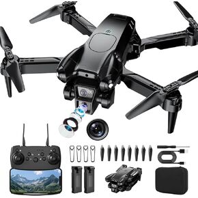 Drone with Camera 1080P HD, Mini Drone for Beginners Kids Adults, Foldable RC Quadcopter with Stable Hover, Trajectory Flight, One Key Take Off/Land, 2 Batteries, Toys for Boys and Girls (Black) in Kuwait
