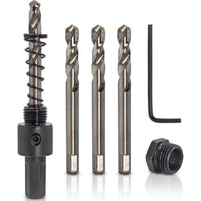 Koopi Heavy Duty Hole Saw Arbor - 1/2 Inch Shank, Fits Hole Saws 1-1/4" to 10", Quick Change Mandrel with 3 BONUS HSS Replacement Pilot Drill Bits in Kuwait