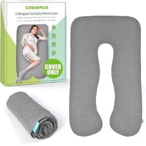 COSMOPLUS 𝐏𝐫𝐞𝐠𝐧𝐚𝐧𝐜𝐲 𝐏𝐢𝐥𝐥𝐨𝐰 𝐂𝐨𝐯𝐞𝐫 C Shaped Full Body Pillow Case 𝐂𝐨𝐯𝐞𝐫 for Maternity,Stretchy Cool Breathable Jersey Fabric,Provides Sleep and Pregnancy Support,Heather Grey in Kuwait