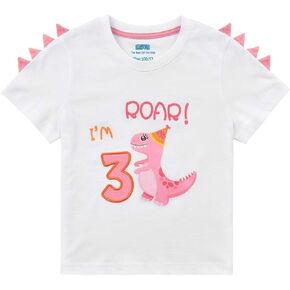3rd Birthday Girl T-Shirt Dinosaur Party B-Day Themed Tee Gift for Toddler in Kuwait