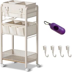 Baby Diaper Caddy Organizer and Storage,2In1 Baby Cart Organizer-Baby Diaper Caddy+3 Tier Rolling Cart for Baby Nursery,Baby Bedside Cart,Easy Assembly,Beige in Kuwait