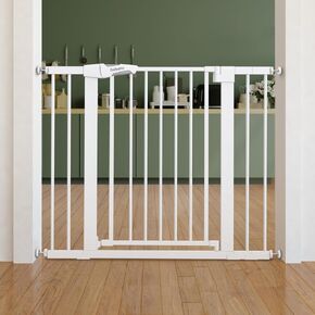 Babelio Pressure Mounted Baby Gate for Stairs, 26-40" Wide No Drilling Option, Auto Close with 3-Way Locking, Easy Install Safety Gate for Doorways, Kitchen, Hallway, Laundry, Indoor Use, White in Kuwait