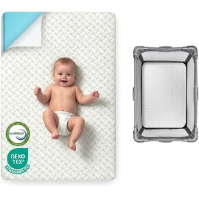PanKers Pack and Play Mattress 38"x26" – Dual Sided Memory Foam Pack N Play Mattress Pad with Breathable Removable Cover, Non-Slip Bottom, Firm & Plush Support for Baby in Kuwait