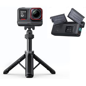 llano 16" Magnetic Action Camera Tripod + AC2 30W Fast Battery Charger Hub with 2 Pack 2500mAh Batteries for Insta 360 x5 in Saudi Arabia