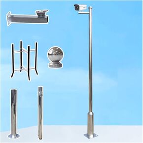 This Outdoor Security Camera Pole 2-6m Stainless Steel Surveillance Mount with Ground Base and Universal Camera Holder for Enhanced Security and Stability in Kuwait