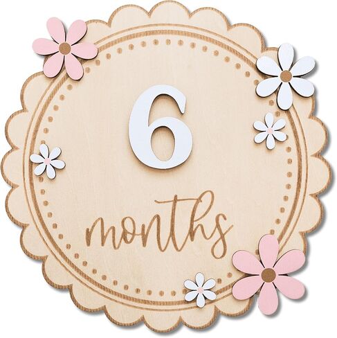 Baby Girl Monthly Milestone Signs, 1-12 Monthly Baby Milestone Girl, Newborn Photography Props Double-Sided, Nursery Decor for Girls (M03) in Kuwait