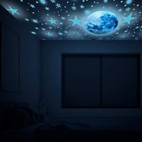 Glow in The Dark Stars for Ceiling,Glow in The Dark Stars and Moon Wall Decals,Ceiling Stars Glow in The Dark Kids Wall Decors Perfect for Kids Nursery Bedroom Living Room in Kuwait