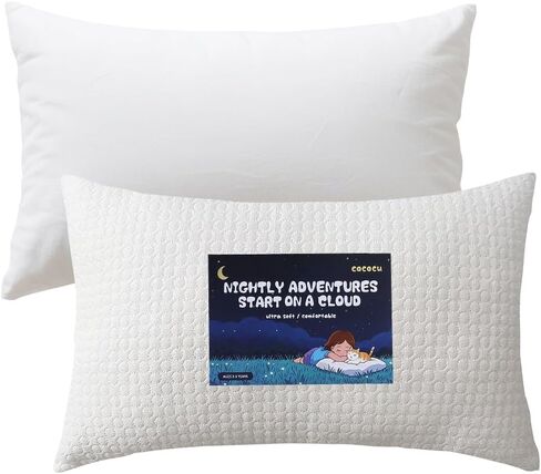 Toddler Pillow for 2-5 Year Olds, Toddler Crib Pillow with Washable Cover,13x18 Inch White Pillow for Toddler Bed in Kuwait
