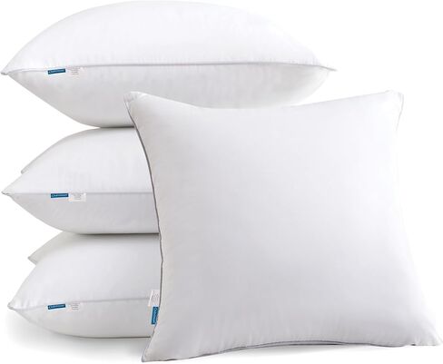 Oubonun 18"x18" Pillow Inserts (Set of 2) - Throw Pillow Inserts with 100% Cotton Cover - 18 Inch Square Interior Sofa Pillow Inserts - Decorative Pillow Insert Pair - White Couch Pillow in Kuwait
