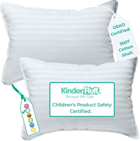 kinder Fluff Toddler Pillow 2X–Certified & Award Winning Baby Pillow(no Pillowcase Needed) 300TC Pure Cotton Shell and Hypoallergenic Down Alternative Fill. Toddler Bedding Kids Pillow 2+ Year Old in Saudi Arabia