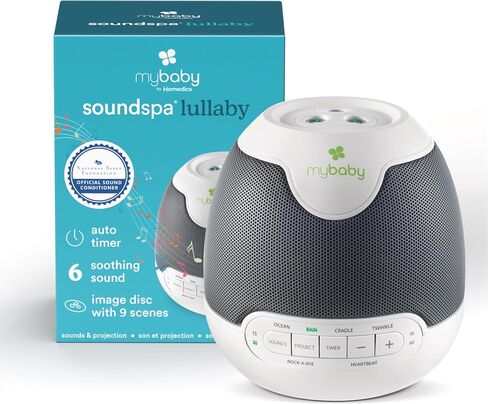 MyBaby Lullaby Sound Machine & Projector Baby Sleep Machine | Auto-Off Timer, Baby Sleep Machine Plays 6 Sounds, Projects Soothing Images, Adjustable Volume, Baby Registry Gift, Lullabies in Kuwait