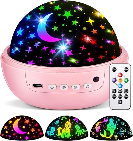 COOLNIGHT Night Light for Kids,93 Lighting+3 Films Kids Night Light Projector,Remote+Dimmable Star Projector,360° Ceiling Stars Glow in the Dark Stars,Gifts for 4 Year Old Boy Birthday Gift | with Remote Control, Dimmable, 1/2/4hrs Timer, Silent Rotation, in Kuwait