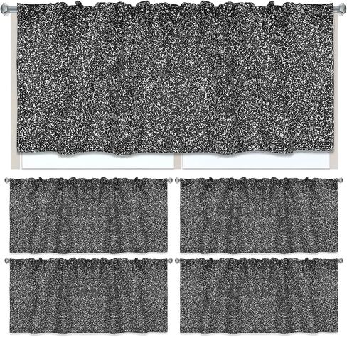 Hahafelt 4 Pcs Classroom Curtains Composition Black and White Pattern Window Valances Curtains 54" W x 18" L Simple Rod Pocket Back to School Window Treatment for Classroom Living Room Kitchen in Kuwait
