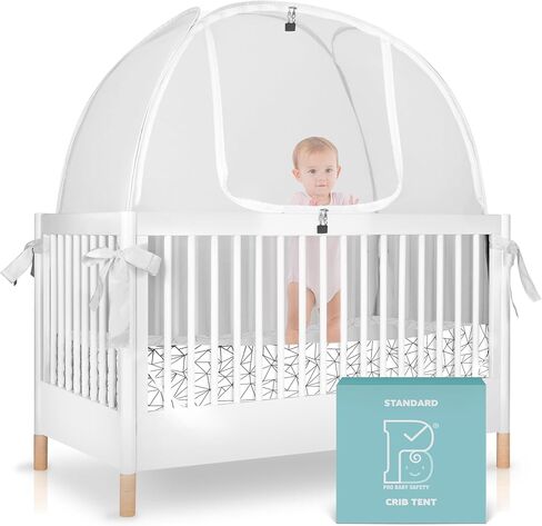Crib Tent to Keep Baby from Climbing Out – Breathable Pop-Up Crib Net to Keep Baby in, Anti-Climb Safety Cover with Auto-Lock Zipper, Easy Install Fits Standard Cribs in Kuwait