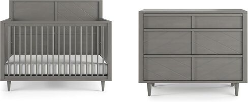 Child Craft Surrey Hill Design 4-in-1 Convertible Baby Crib Nursery Furniture Set, Baby Bed and 3 Drawer Dresser, for Babies, Toddlers and Kids Bedroom (2 Piece - Toasted Chestnut) in Kuwait