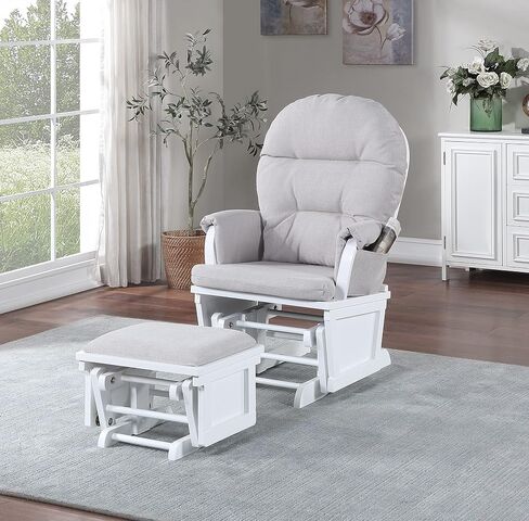 Suite Bebe Madison Nursery Rocking Chair with Ottoman, Wooden Glider for Baby Nursing, Smooth Gliding Rocker, Espresso and Beige in Kuwait