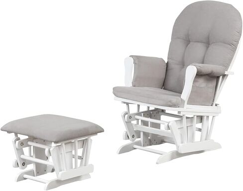 Angel Line Grayson Glider and Ottoman, White w/Gray Cushion in Kuwait