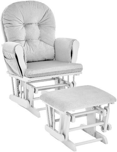 Suite Bebe Mason Nursery Rocking Chair with Ottoman, Wooden Glider for Baby Nursing, Smooth Gliding Rocker, Beige and Espresso in Kuwait